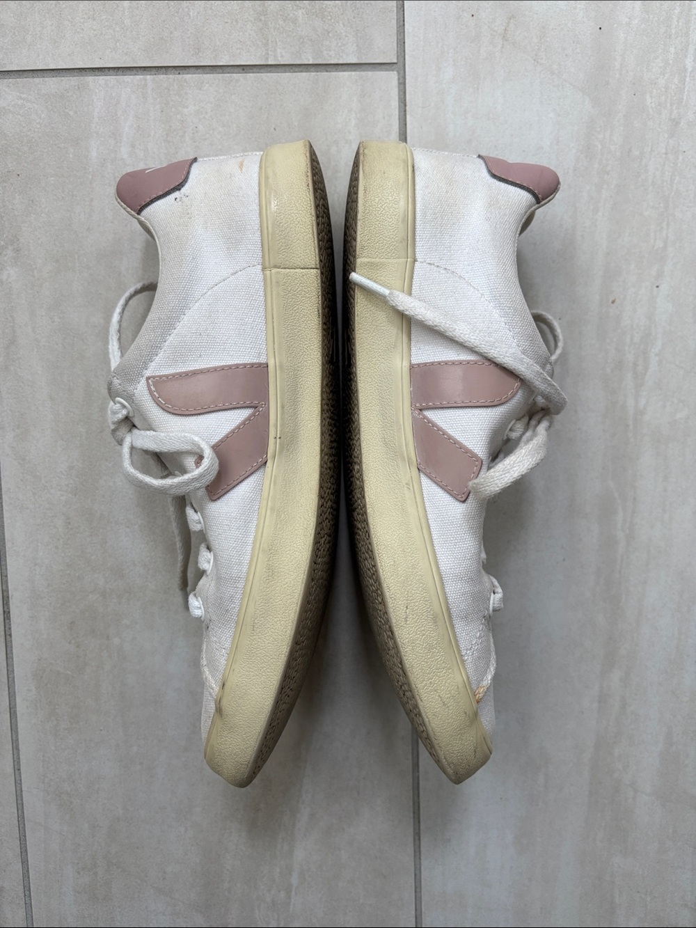 Veja Esplar SE White Canvas Sneakers Pink Logo 8 - Picture 5 of 12